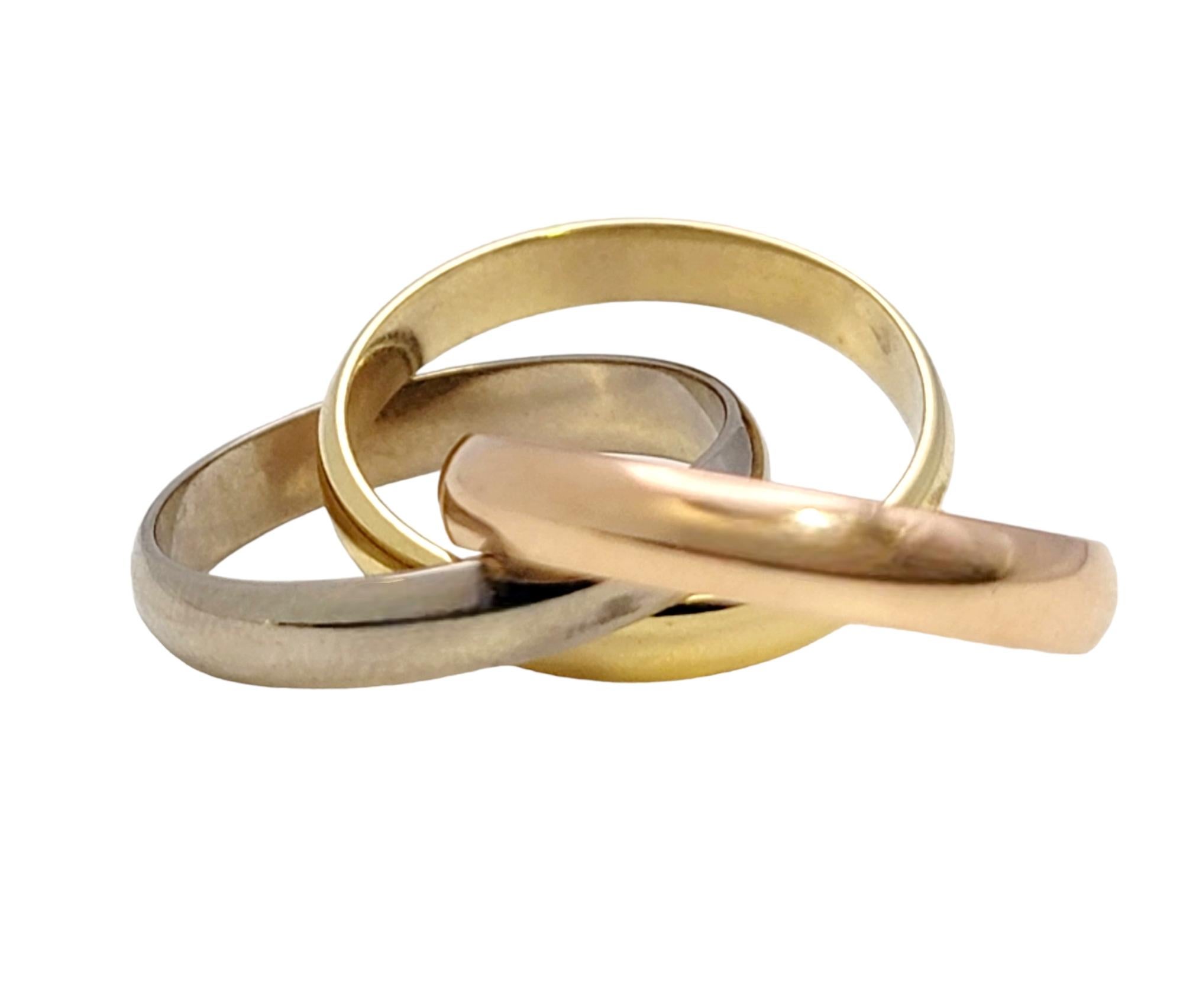 Cartier Dreifarbiger Trinity-Ring aus 18 Karat Gelb-, Roségold im Angebot 1
