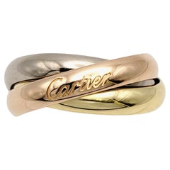 Cartier Tri Color 18 Karat Yellow, Rose and White Gold Trinity Band Ring