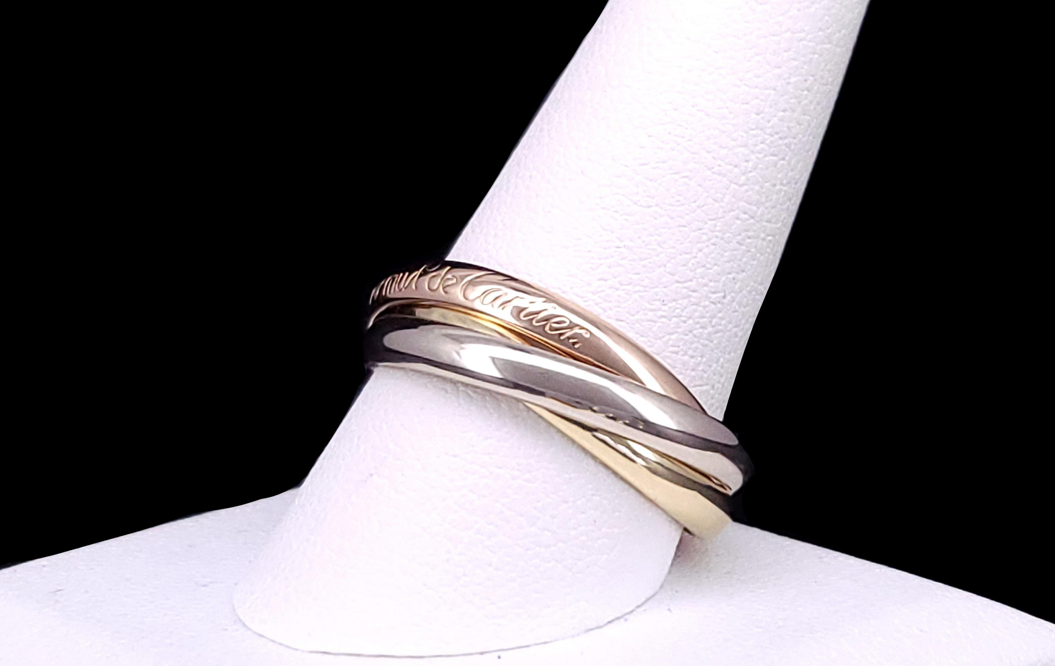Cartier Bague Trinity 18 carats tricolore jaune, blanc et rose Excellent état - En vente à New York, NY