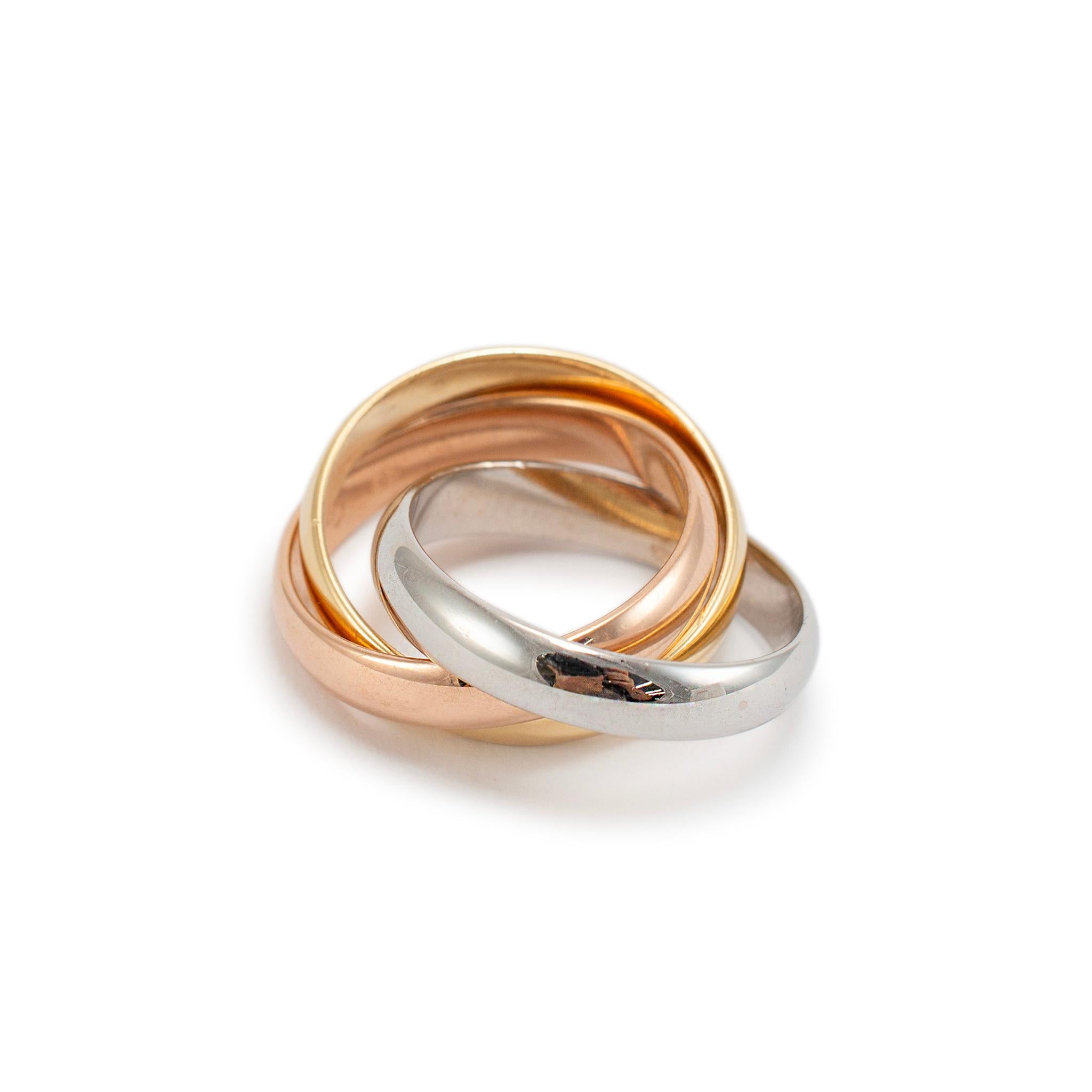 Cartier Tri Color 18K Yellow White & Rose Trinity Band Ring 1