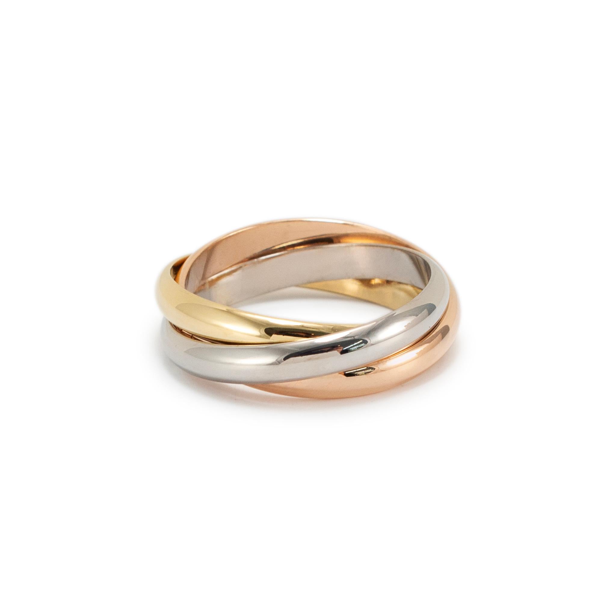 Cartier Tri Color 18K Yellow White & Rose Trinity Band Ring 1