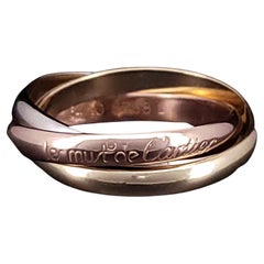 Cartier Tri Color 18K Yellow White & Rose Trinity Band Ring