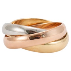 Cartier Tri Color 18K Yellow White & Rose Trinity Band Ring