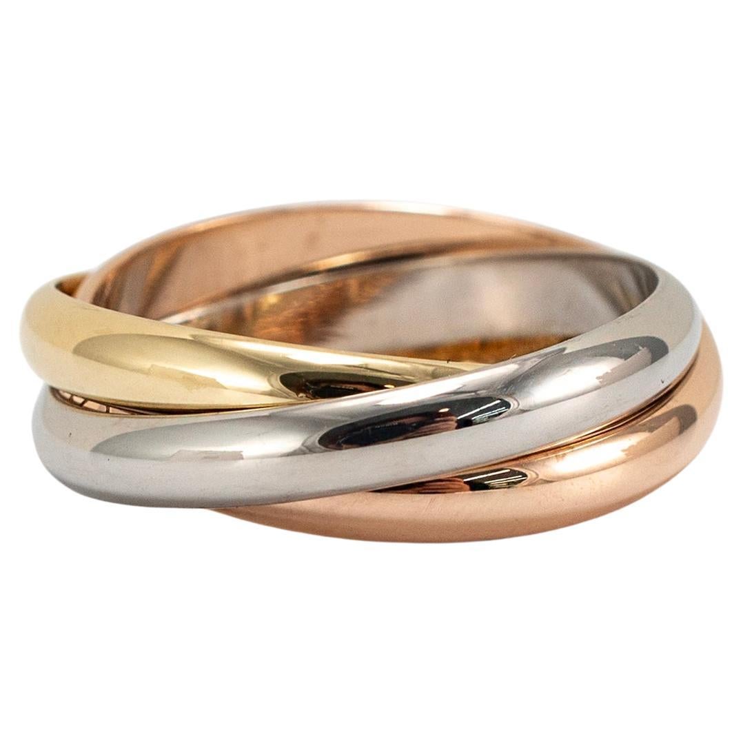 Cartier Tri Color 18K Yellow White & Rose Trinity Band Ring