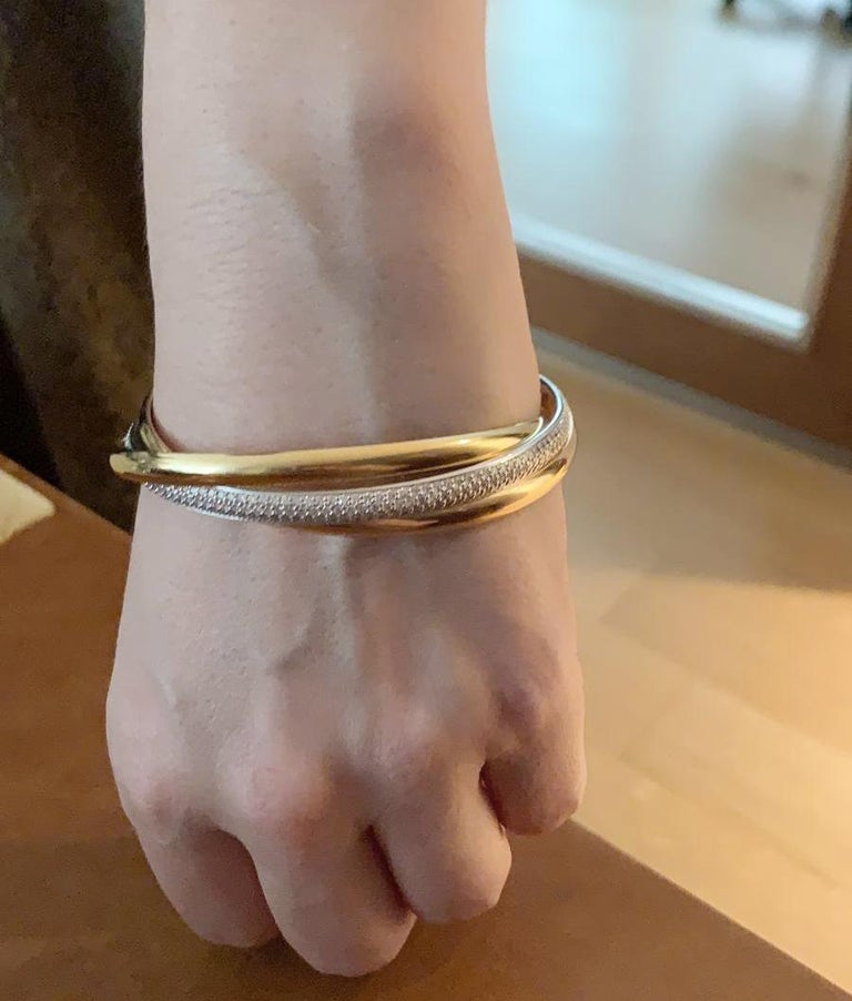 Cartier Tri Color Diamond Trinity Bangle Bracelet