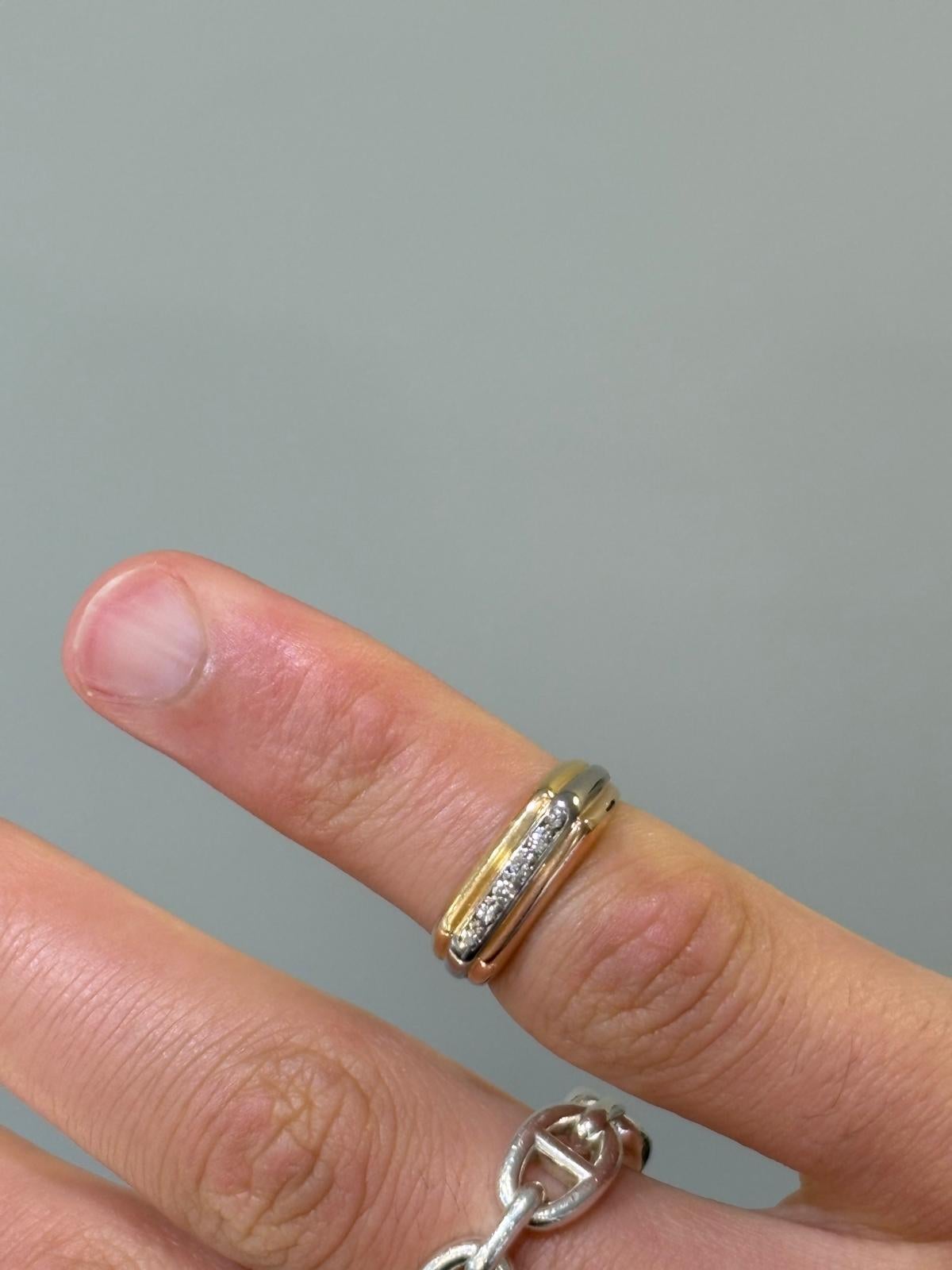 Cartier Tri-Color Gold and Diamond Ring In Good Condition For Sale In Princeton, NJ