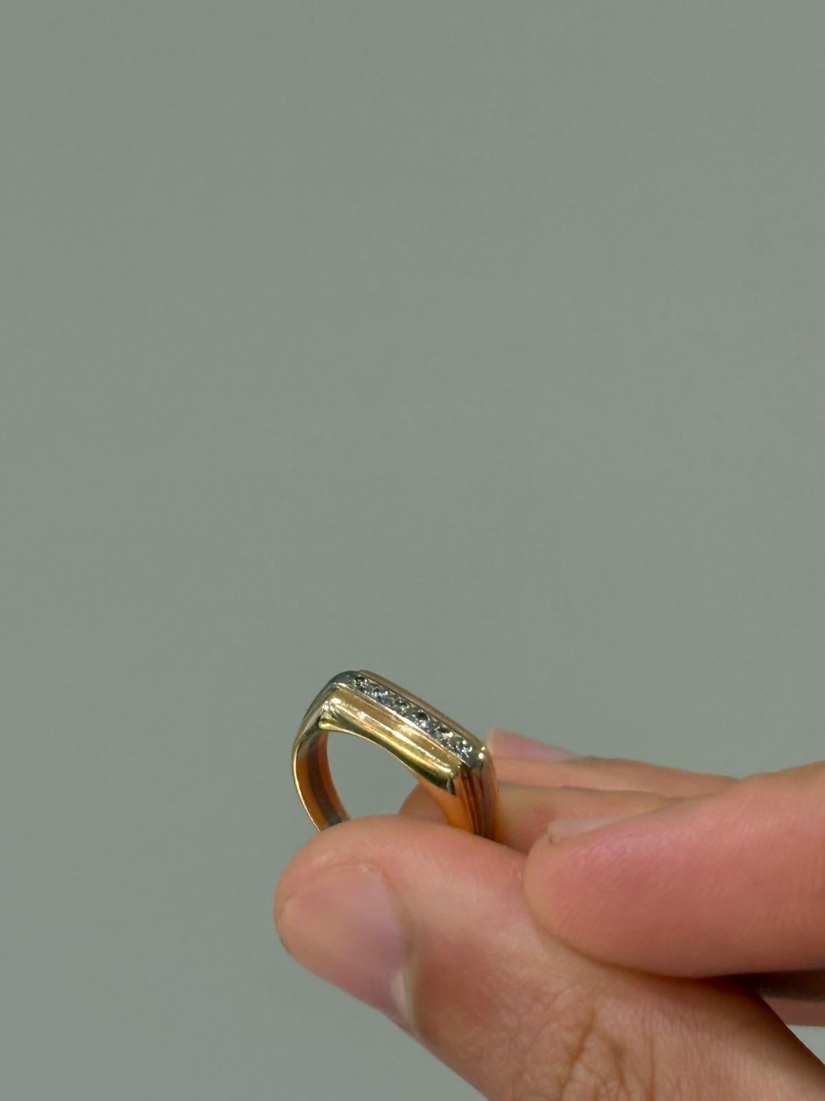 Women's or Men's Cartier Tri-Color Gold and Diamond Ring For Sale