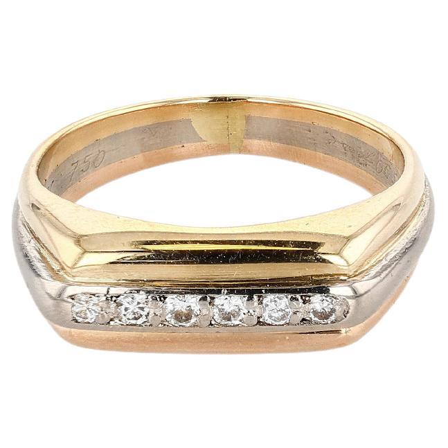 Cartier Tri-Color Gold and Diamond Ring For Sale