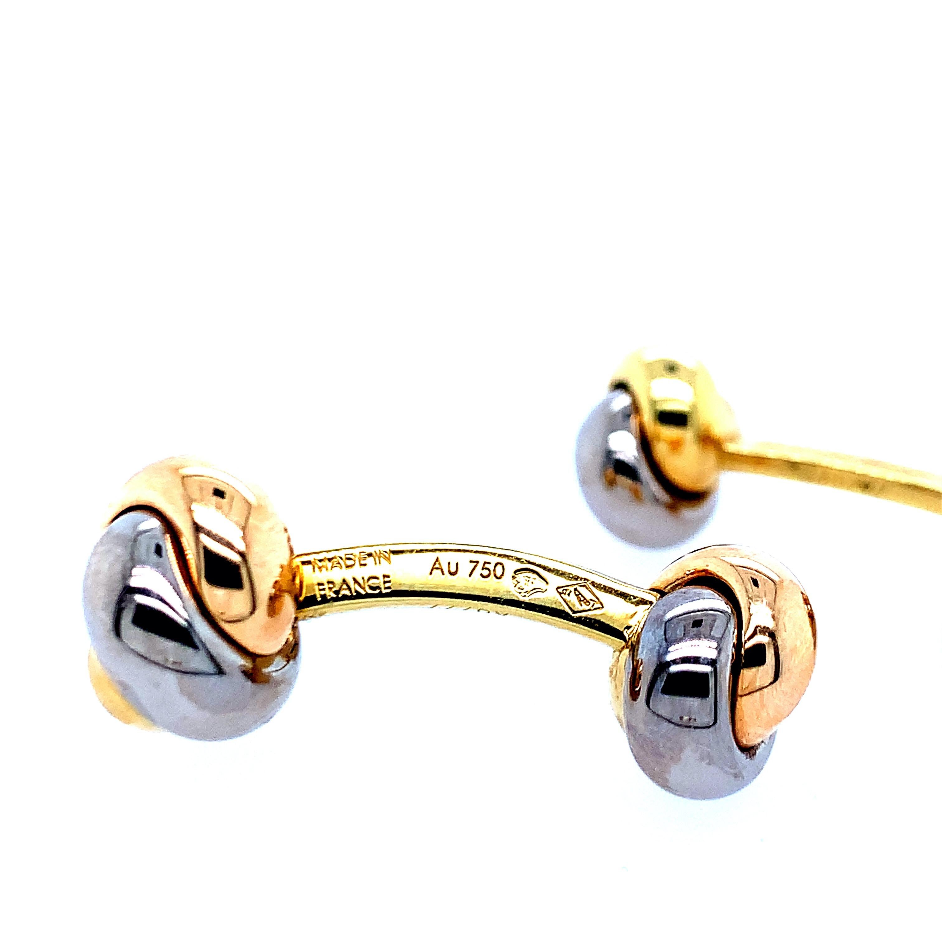 Cartier Manschettenknöpfe aus dreifarbigem Gold im Zustand „Hervorragend“ im Angebot in New York, NY