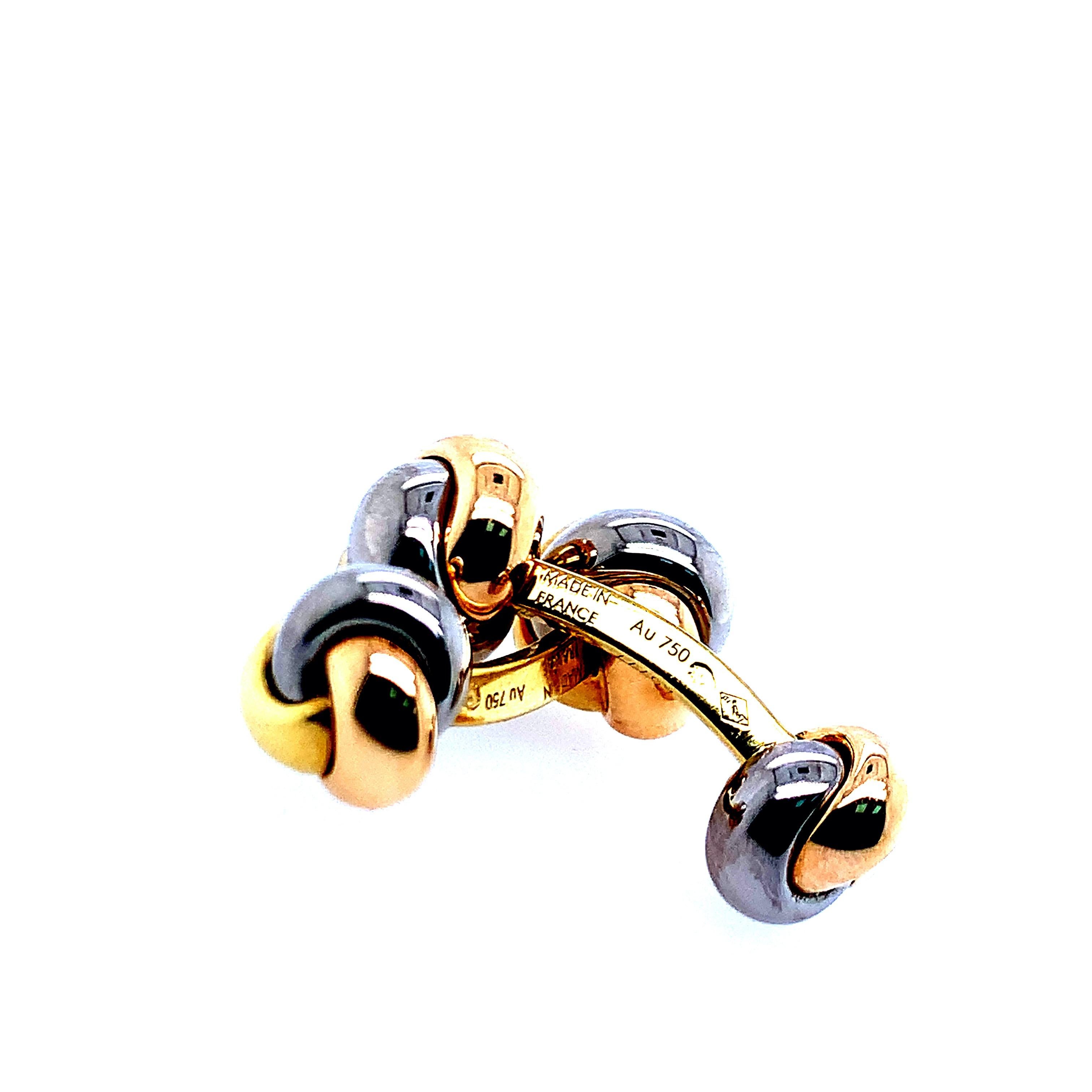 Cartier Tri-Color Gold Cufflinks For Sale 1