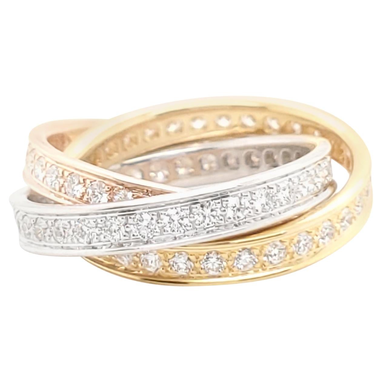 Cartier Tri-Color Gold Diamond Trinity Ring