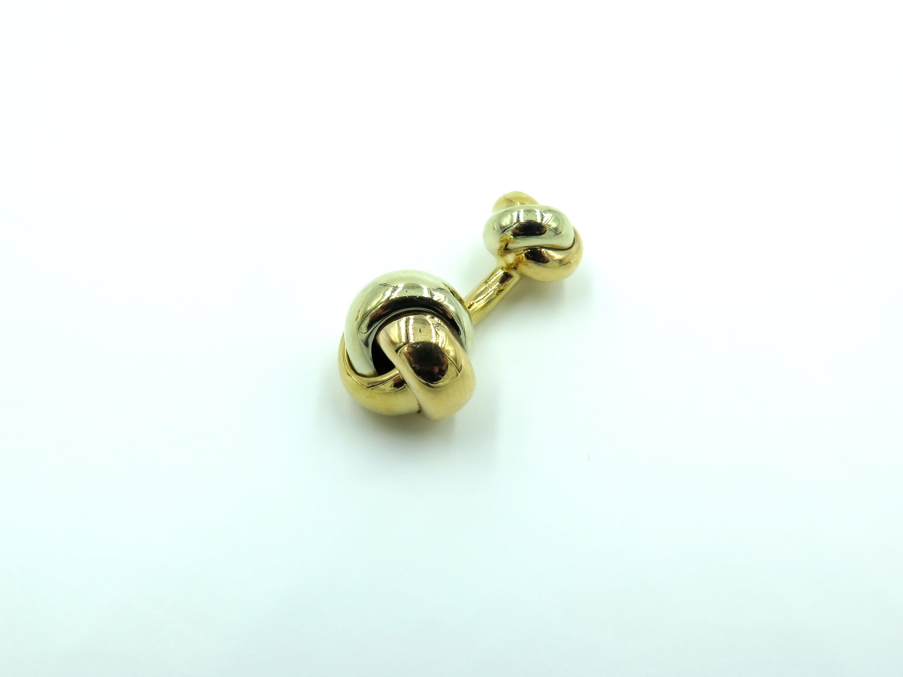 Cartier Tri-Color Gold Infinity Knot Cufflinks In Excellent Condition In New York, NY