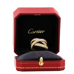 Cartier Tri-Color Gold Pave Diamond Ring