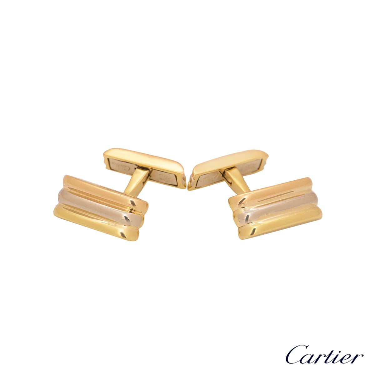 Cartier Tri-Color Trinity De Cartier Gold Cufflinks In Excellent Condition In London, GB