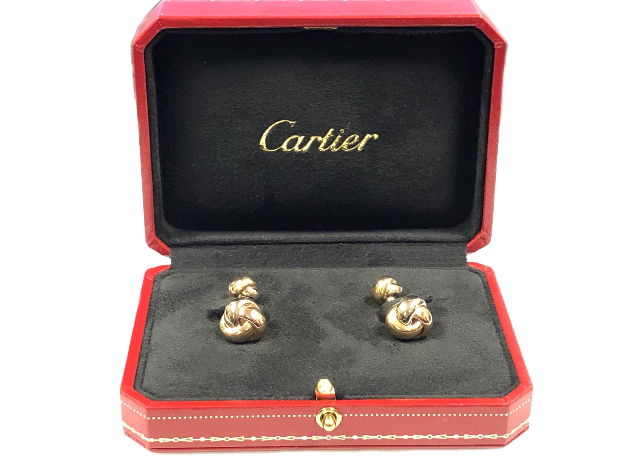 Cartier Tri Color Trinity Knot Cufflinks In Excellent Condition In Chicago, IL