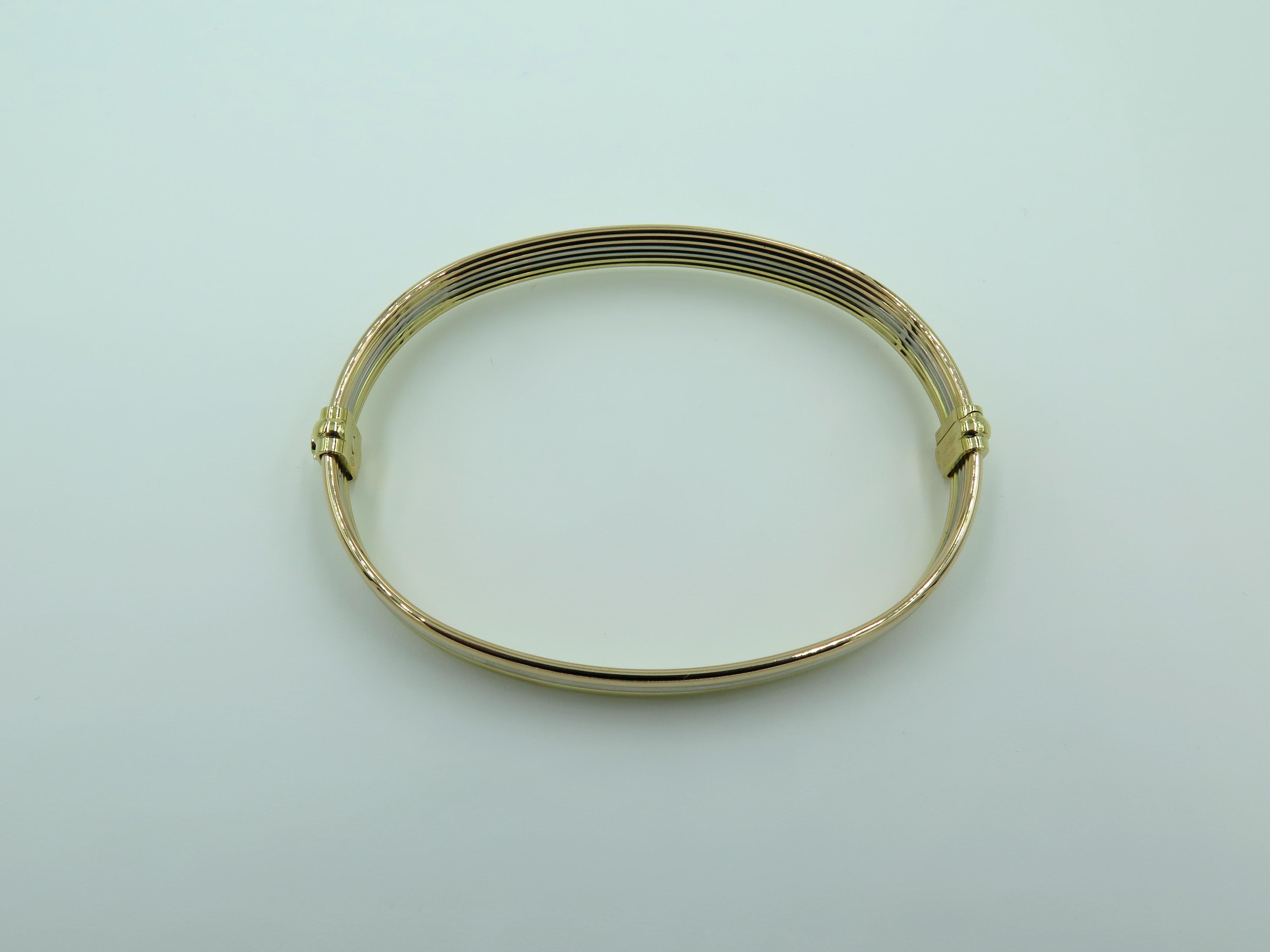 Women's or Men's Cartier Tri Colored Gold Bangle Bracelet