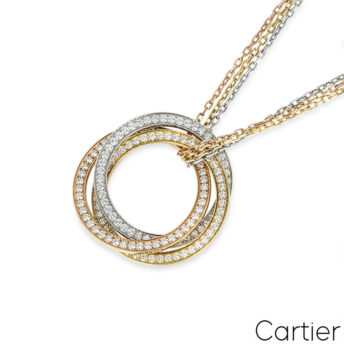 Cartier Dreifarbig Diamant Trinity De Cartier Halskette N3027000 (Rundschliff) im Angebot