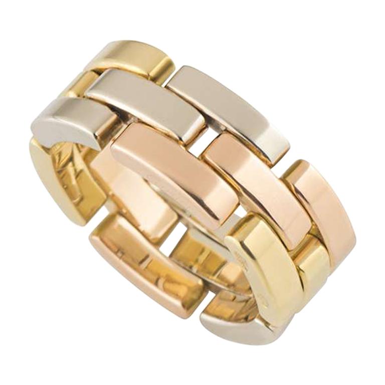 Cartier Tri-Color Gold Maillon Panthere Band Ring