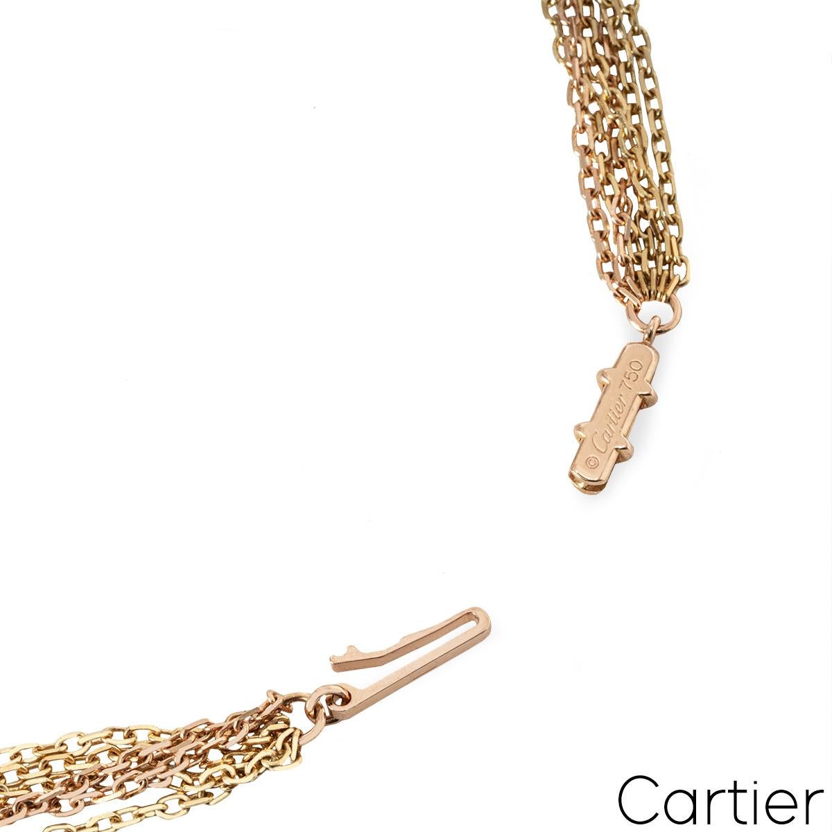 Cartier Dreifarbige Gold Multistrand Trinity de Cartier-Halskette Damen im Angebot