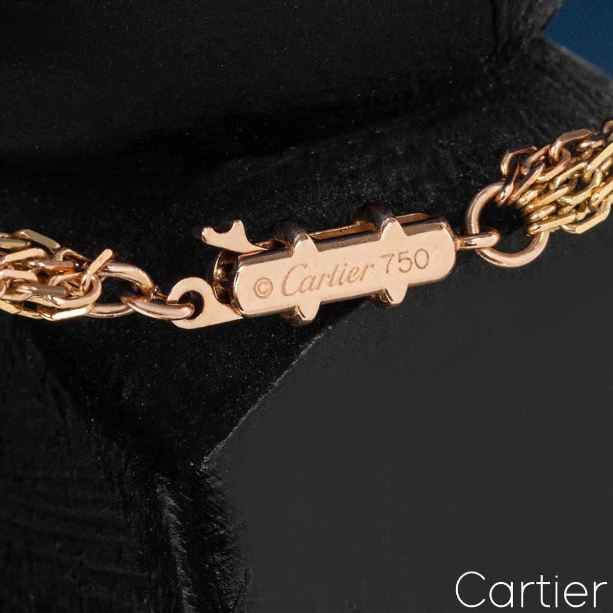 Cartier Dreifarbige Gold Multistrand Trinity de Cartier-Halskette im Angebot 2