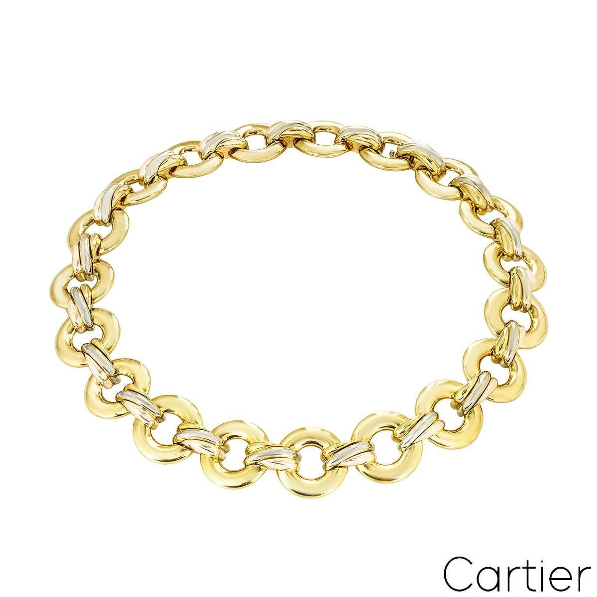 Collier ras du cou à maillons trinitaires en or tricolore de Cartier 1996 Excellent état - En vente à Mayfair, London, London