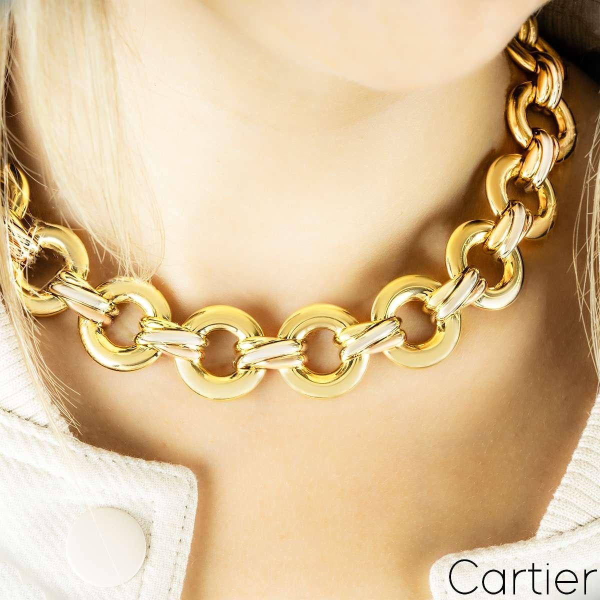 Collier ras du cou à maillons trinitaires en or tricolore de Cartier 1996 en vente 4