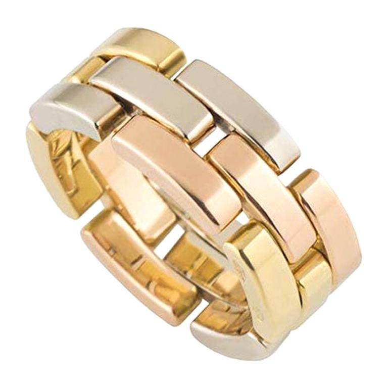 Cartier Tri-Colour Maillon Panthere Links and Chain Collection Band Ring at  1stDibs | cartier link ring, cartier chain ring, cartier ring chain