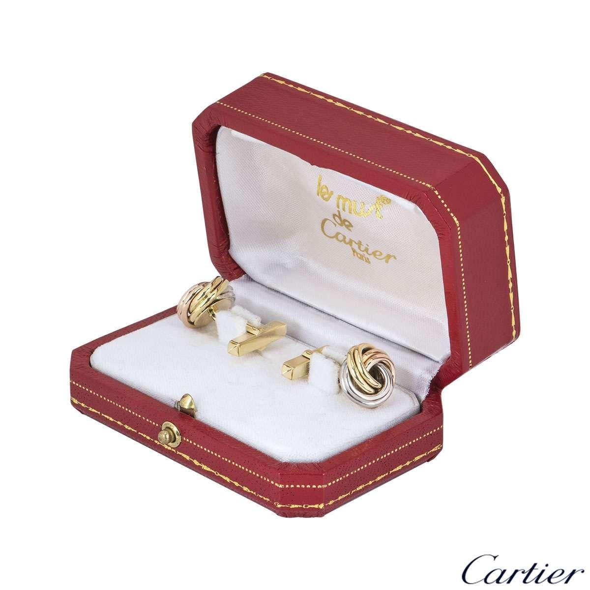 Cartier Tri-Colour Trinity Gold Cufflinks In Excellent Condition In London, GB