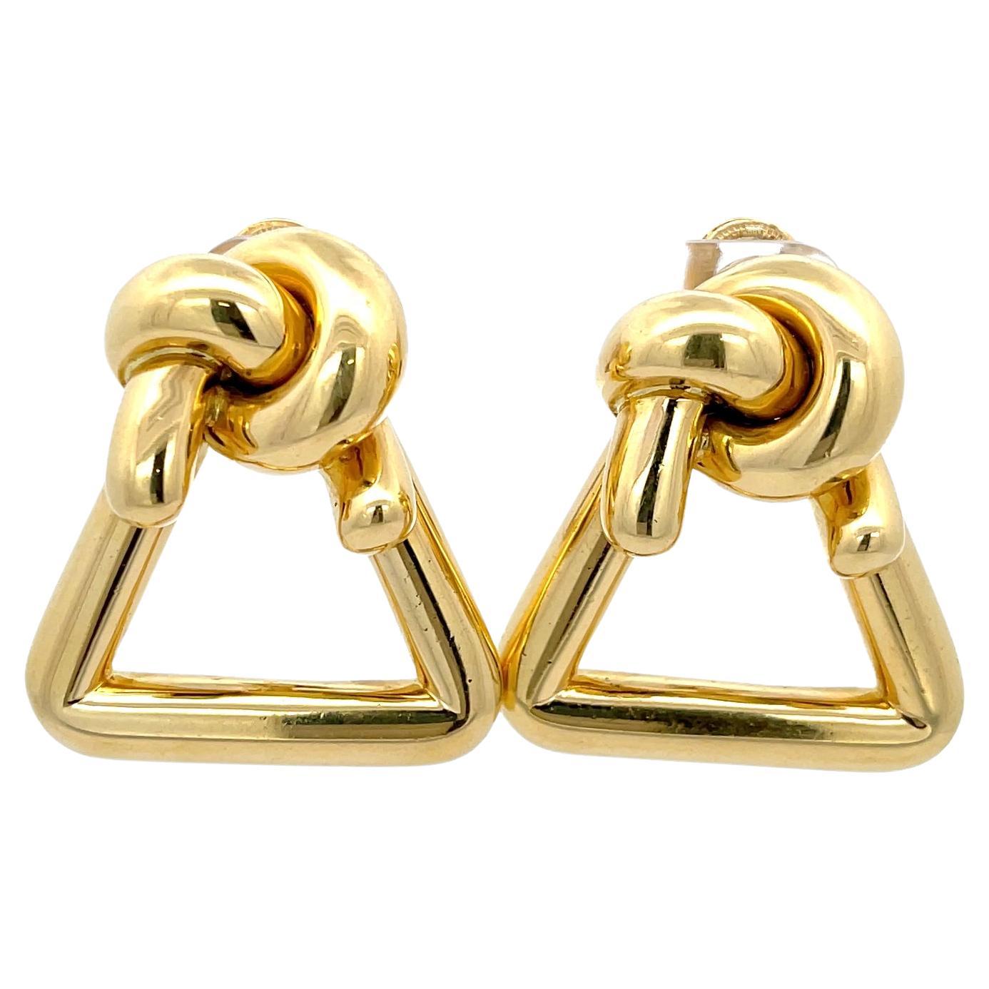 Cartier Triangle Knot Earrings 18K Yellow Gold For Sale