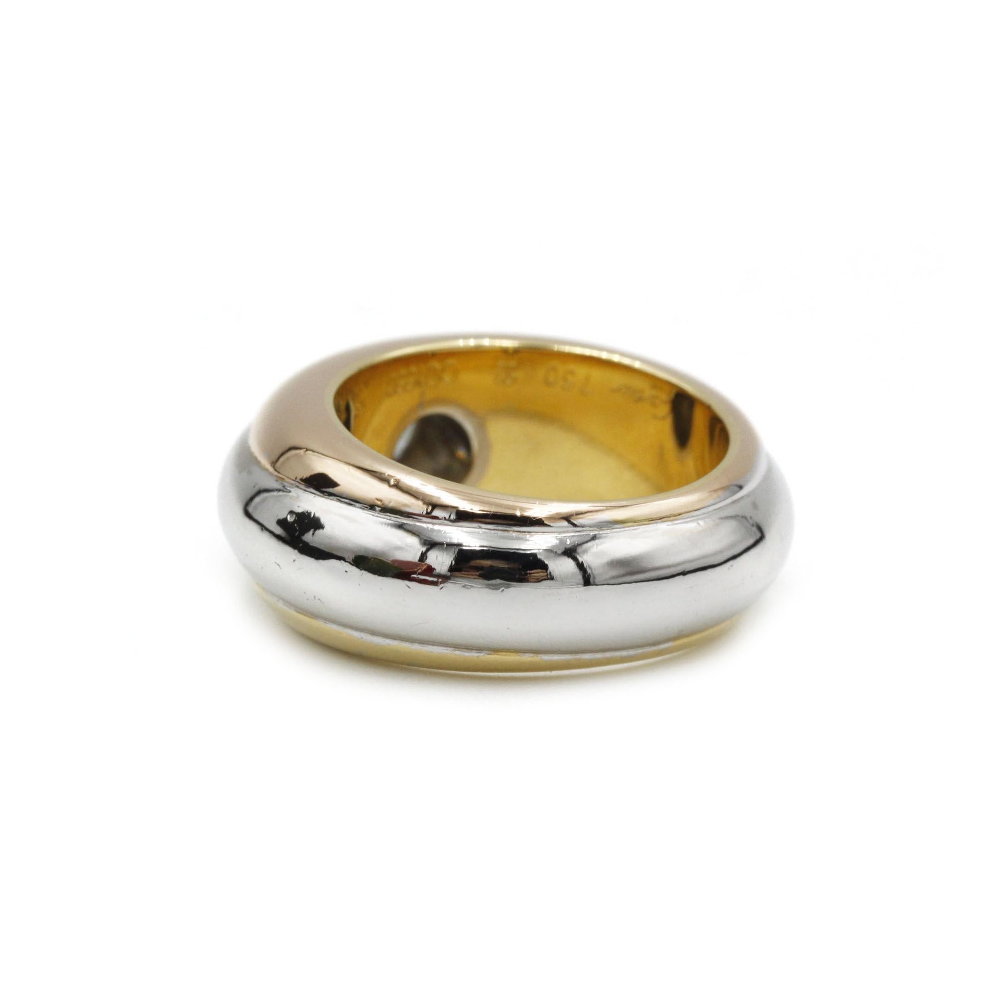 Contemporary Cartier Tricolor Dome Ring with Brilliant Diamond, 18K Gold For Sale