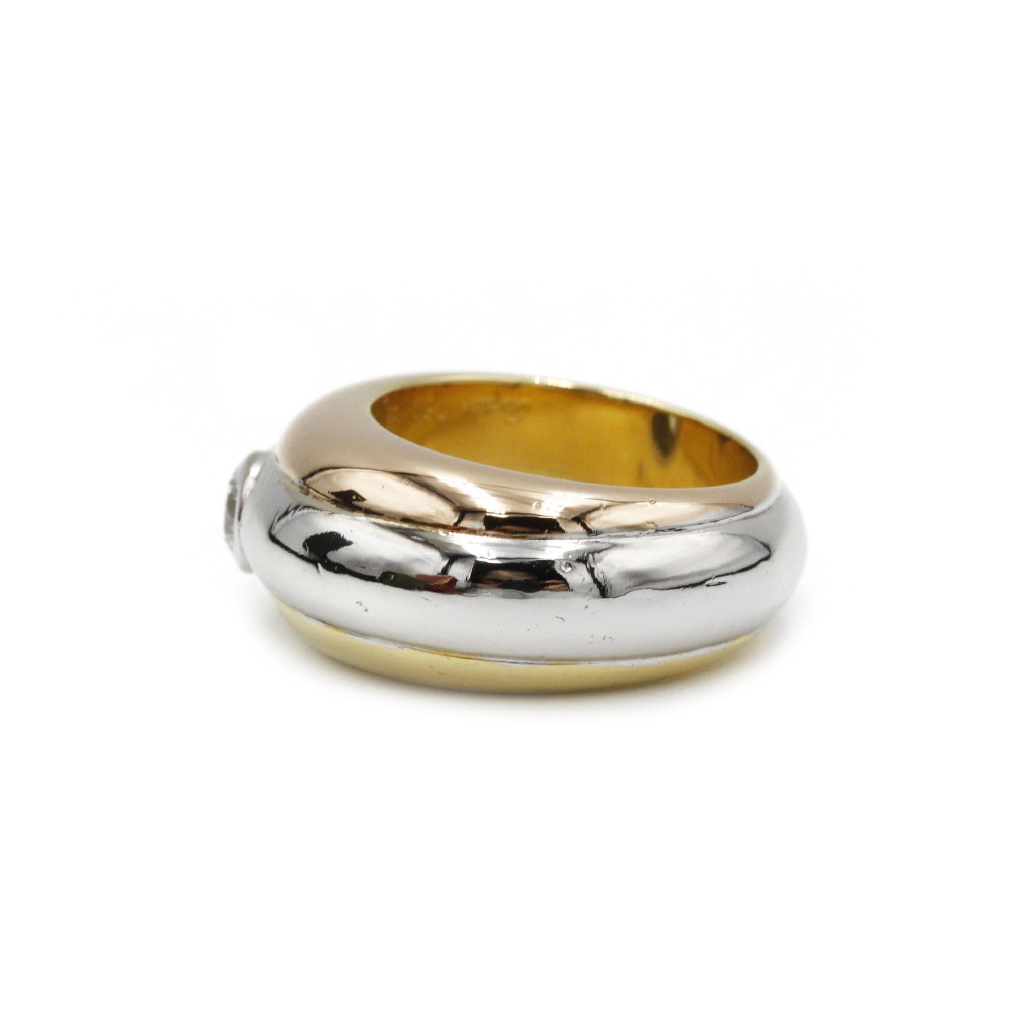 Brilliant Cut Cartier Tricolor Dome Ring with Brilliant Diamond, 18K Gold For Sale