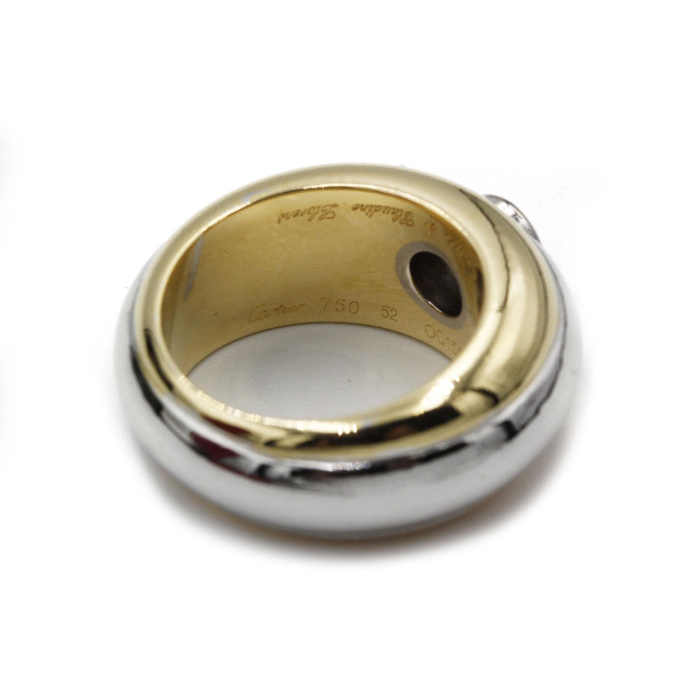 Women's Cartier Tricolor Dome Ring with Brilliant Diamond, 18K Gold For Sale