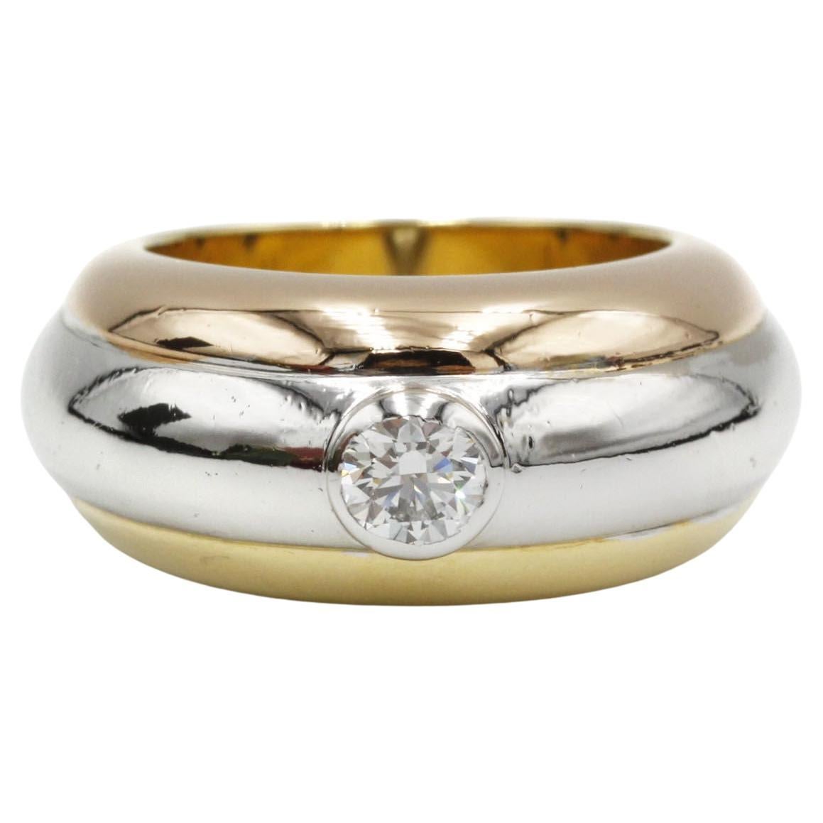 Cartier Tricolor Dome Ring with Brilliant Diamond, 18K Gold