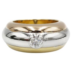 Cartier Tricolor Dome Ring with Brilliant Diamond, 18K Gold