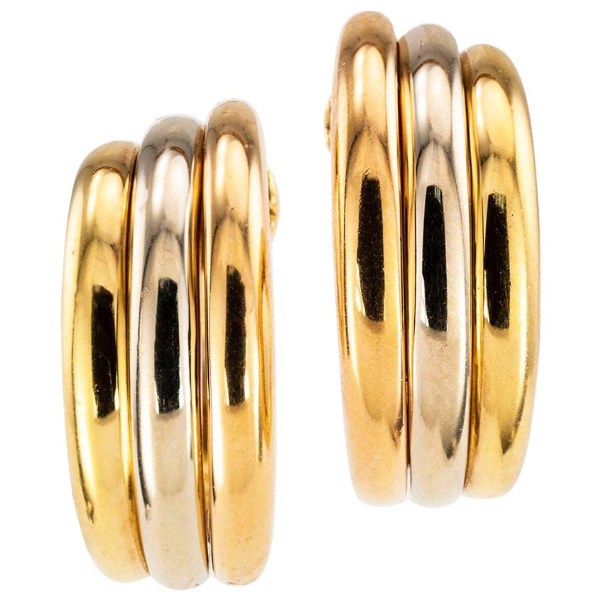 Cartier Tricolor Gold Half Hoop Clip-On Earrings at 1stDibs