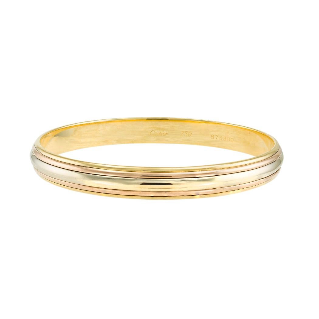 Cartier Tricolor Gold Slip On Bangle Bracelet For Sale 1