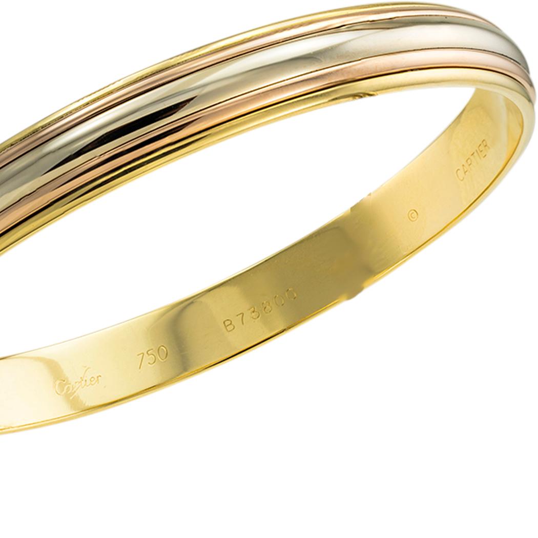 Cartier Tricolor Gold Slip On Bangle Bracelet For Sale 2