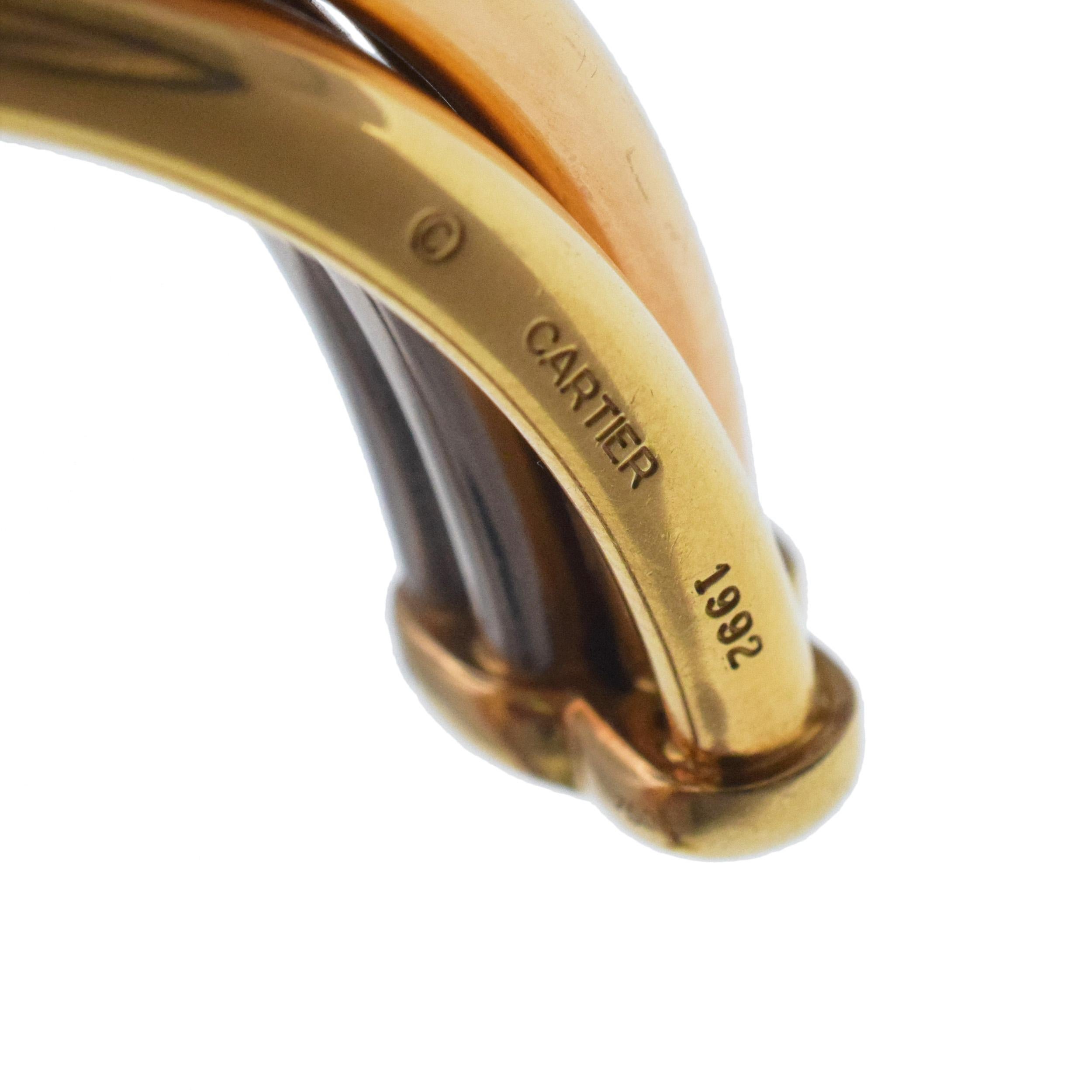 Cartier Tricolor Gold 'Trinity' Cuff Bangle Bracelet For Sale 1