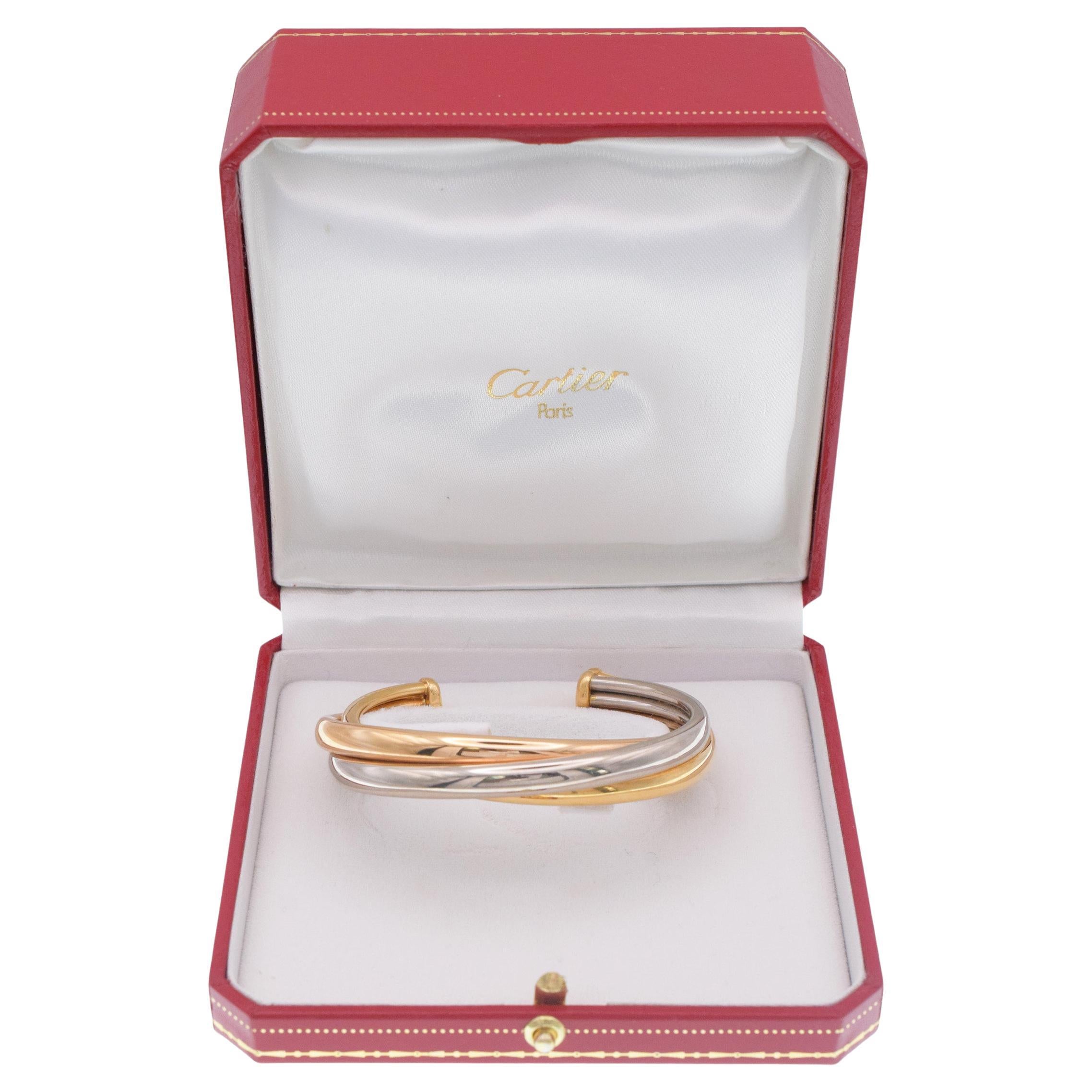 Cartier Tricolor Gold 'Trinity' Cuff Bangle Bracelet For Sale