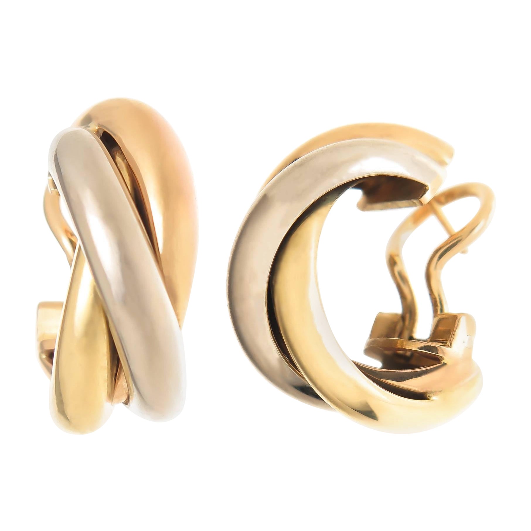 Pendientes de aro Cartier Trinity de oro tricolor en venta