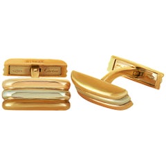 Cartier Tricolor Yellow, White and Rose Gold Vintage Cufflinks
