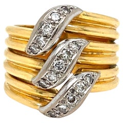 Vintage Cartier Trilium Model Diamond Gold Ring