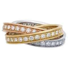 Cartier Trinity 1.60 Carat Diamond 18k Tricolor Gold Triple Band Ring w/Cert