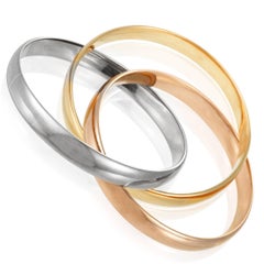 Cartier Trinity 18 Karat Rose Yellow White Gold Large Rolling Bangle Bracelet