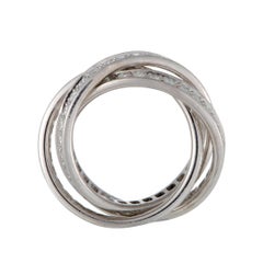 Cartier Trinity 18 Karat White Gold Full Diamond Pave Rolling Band Ring