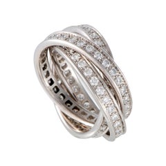 Cartier Trinity 18 Karat White Gold Full Diamond Pave Rolling Band Ring