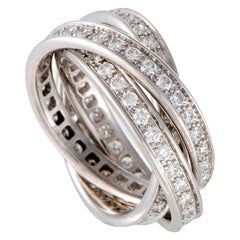 Cartier Trinity 18 Karat White Gold Full Diamond Pave Rolling Band Ring