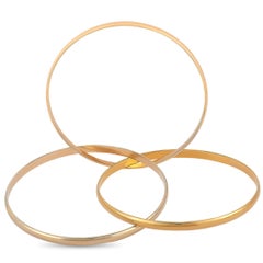 Cartier Trinity 18 Karat White, Yellow and Rose Gold Rolling Bangle Bracelet