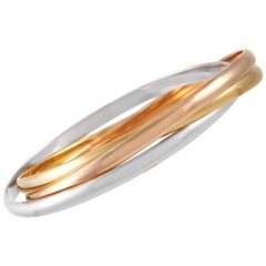 Cartier Trinity 18 Karat White, Yellow and Rose Gold Rolling Bangle Bracelet