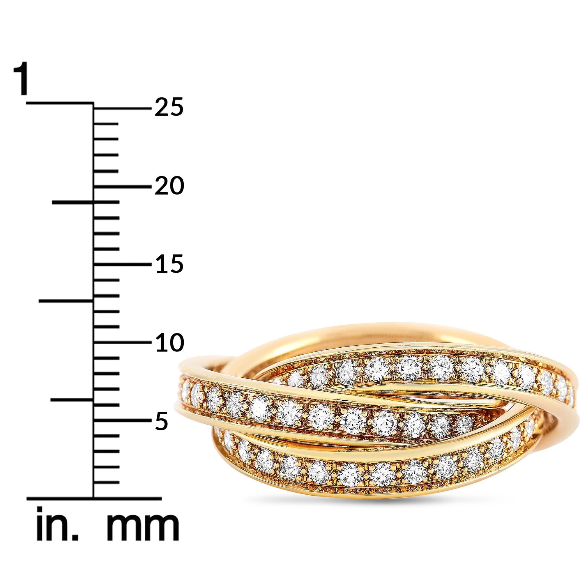 Cartier Trinity 18 Karat Yellow Gold Diamond Ring 1